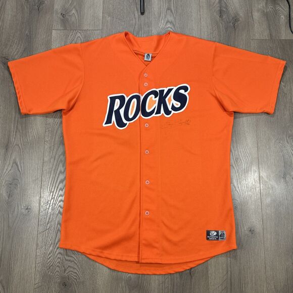 Wilmington Blue Rocks Baseball Jersey USA Signed #40 Orange RARE COLOR Size 48 - Picture 2 of 12